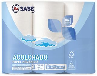 Papel Higienico Acolchado Ifa Sabe 3C 9 Rollos