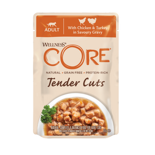 Wellness Core Tender Cuts Pollo Y Pavo Sobre En Salsa Para Gatos 0.085Kg