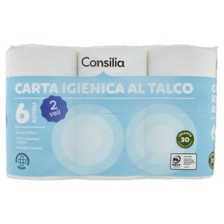 Consilia Carta Igienica 2 Veli Super Morbida Profumata al Talco 6 rotoli