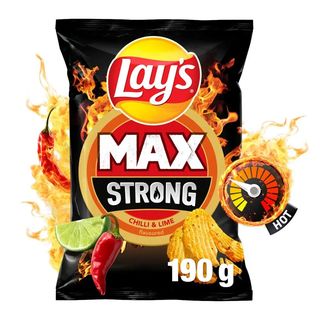 Lay's Max Strong Chipsy ziemniaczane karbowane o smaku ostrego chilli i limonki 190 g
