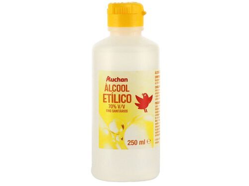 ÁLCOOL AUCHAN ETÍLICO 70% VOLUME 250ML