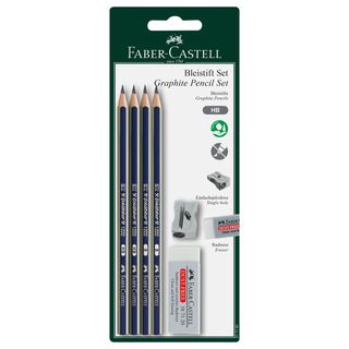 Lápis Grafite GoldFaber B e HB, Borracha e Afia sem Depósito