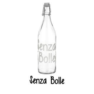 Bottiglia in vetro 1 L scritta Senza Bolle - con chiusura ermetica