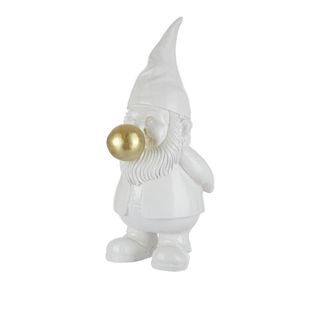Statua gnomo con chewing gum - 18,5x22x42,5 cm bianco