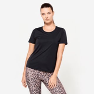 Camiseta Fitness Mujer Negro Ahumado Manga Corta.M Negro