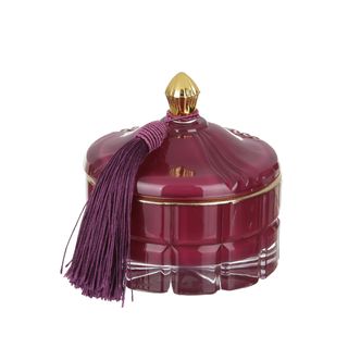 Cofanetto portagioie in vetro porpora - coperchio con nappina