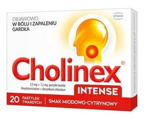 Cholinex Intense o smaku miodowo- cytrynowym 2,5 mg + 1,2 mg 20 tabletek