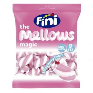 Espumas Dulces Rellenos De Fresa Mellows Magic Twisty Fini Sin Gluten 80 G.
