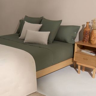 Sábana De Algodón Orgánico 180 Hilos Besto Verde Oscuro cama 180-200cm