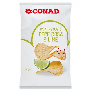 CONAD Patatine Gusto Pepe Rosa e Lime 150 g - 8003170059351