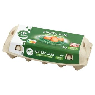 Carrefour Classic Świeże jaja z wolnego wybiegu L 10 sztuk