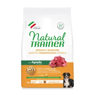 Natural trainer sensitive no gluten medium&maxi adult con agnello 3kg
