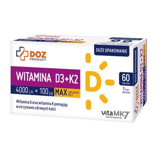 DOZ PRODUCT Witamina D3+ K2 4000 j.m.+ 100 µg MAX, kapsułki,