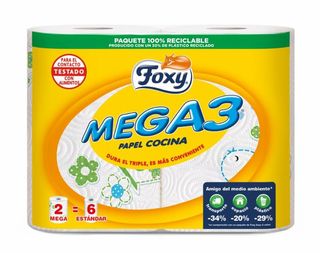 Papel Cocina Mega Foxy3 3 C 2Rollos