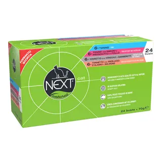 Next cat busta multipack 24x70g tonno manzo vongole merluzzo