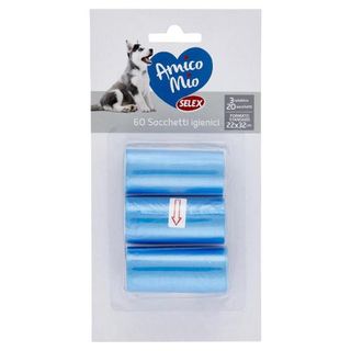 Selex Amico Mio Sacchetti Igienici Per Deiezioni Cani Cm. 22X32 3 Rotoli Da 20 Pezzi - 504886