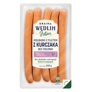 Kraina Wędlin Nature Kiełbaski z filetem z kurczaka bez osłonki 240 g