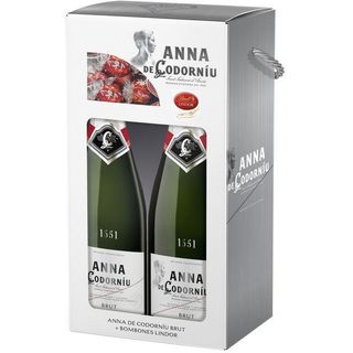 Estuche Cava Brut Codorníu Anna, Pack 2X75 Cl. + Bombones Lindor (13775580)