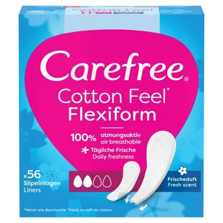 Carefree Cotton Feel Flexiform Wkładki higieniczne świeży zapach 56 szt.