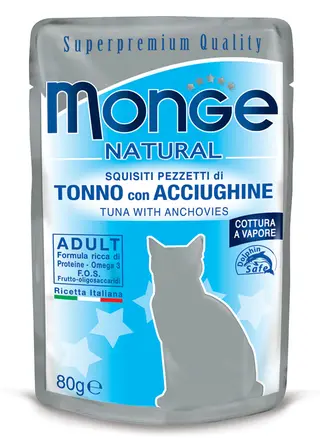 Monge cat natural busta gr.80 tonno/acciughine