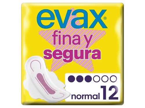 PENSOS HIGIÉNICOS FINA & SEGURA NORMAL ALAS EVAX 12UN
