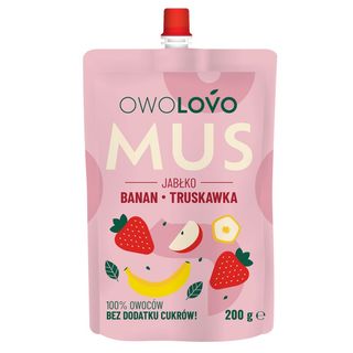 Owolovo Mus jabłko-banan-truskawka, 200 g