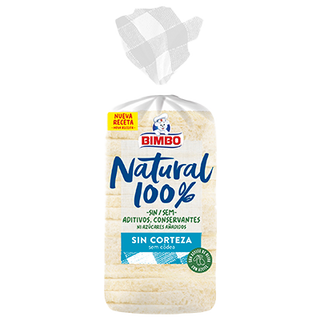 Pan De Molde 100% Natural Sin Corteza Bimbo 450 G.