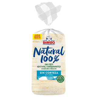 Pan De Molde 100% Natural Sin Corteza Bimbo 450 G.