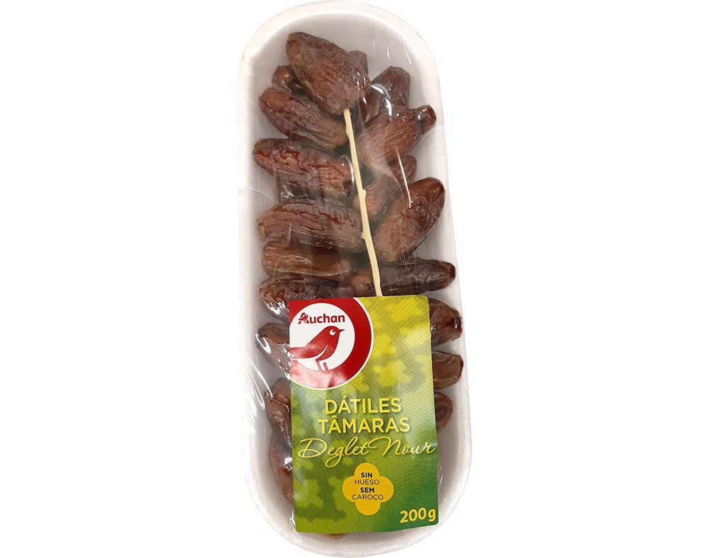 TÂMARAS AUCHAN SEM CAROÇO DEGLET NOUR 200G