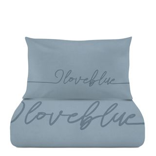 Parure copripiumino singolo I love - blue Quotes