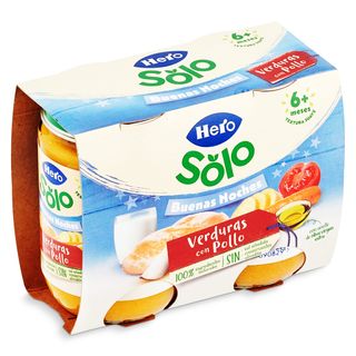 Puré De Verduritas Con Pollo Hero Frasco 2 X 190 G