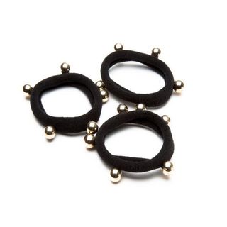 Goma De Pelo Negra Con Bolas Doradas 3 Un Inca (8435142300305)