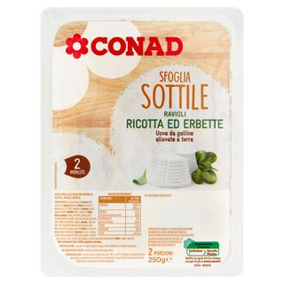 CONAD Ravioli Ricotta ed Erbette Sfoglia Sottile 250 g - 8003170022737