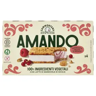 Sammontana Amando Biscotti Gelato alla Vaniglia Variegato ai Frutti di Bosco 4x52 g
