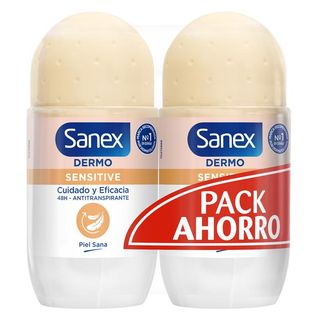 Desodorante Roll-On Dermo Sensitive Sanex Pack Familiar 2 X 50Ml