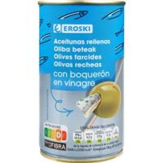 Aceituna rellena de boquerón EROSKI, 150 g (26185421)