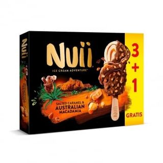 Helado Bombón De Caramelo Y Nueces De Macadamia Australianas Nuii Sin Gluten 4 Ud.