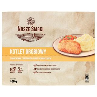 Nasze Smaki Kotlet drobiowy z marchewką z groszkiem i puree ziemniaczanym 400 g