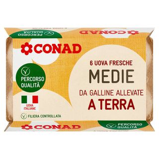 CONAD Percorso Qualità 6 Uova Fresche Medie da Galline Allevate a Terra - 8003170034143