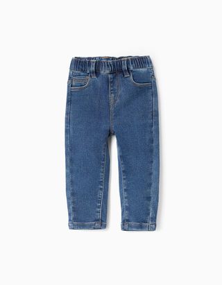 Calças de Ganga com Cintura Elástica para Bebé Menina - Tamanho 9/12M AZUL