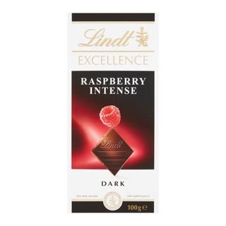 Lindt Excellence Czekolada ciemna z kawałkami malin 100 g