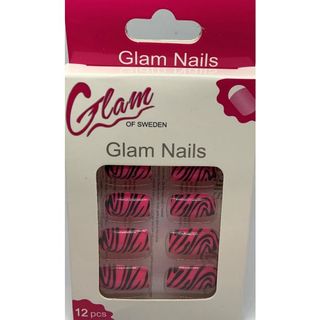 Uñas Postizas Cebra Rosa - Glam of Sweden - 12 unidades 7332842011511