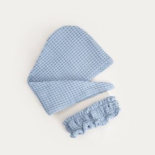 Zestaw opaska i turban | VAFFEL | niebieskie | 10x23 cm | 25x75 cm | 769283