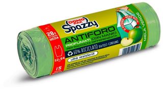 DOMOPAK SPAZZY SACCO PATTUMIERA ANTIFORO CON MANICI MELA VERDE 28LT 15 PEZZI DOM9649