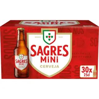 Cerveja com Álcool Sagres Mini (emb. 30 x 25 cl)