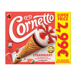 Cornetto Fresa Helado 4 x 90ml
