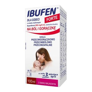 Ibufen dla dzieci FORTE o smaku malinowym, 200 mg/5 ml, zawi