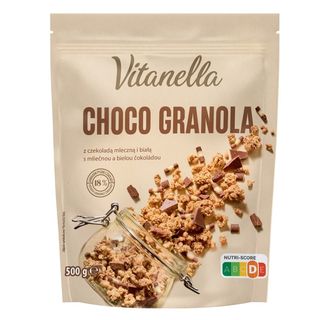 Vitanella Choco Granola z czekoladą mleczną i białą, 500 g