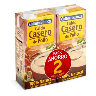 Caldo Casero De Pollo 100% Natural Gallina Blanca Brik 2 X 1 L