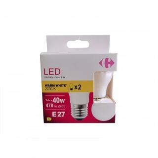 Bombilla Led Esférica Carrefour 40W E27 Opal Cálida 2 Ud